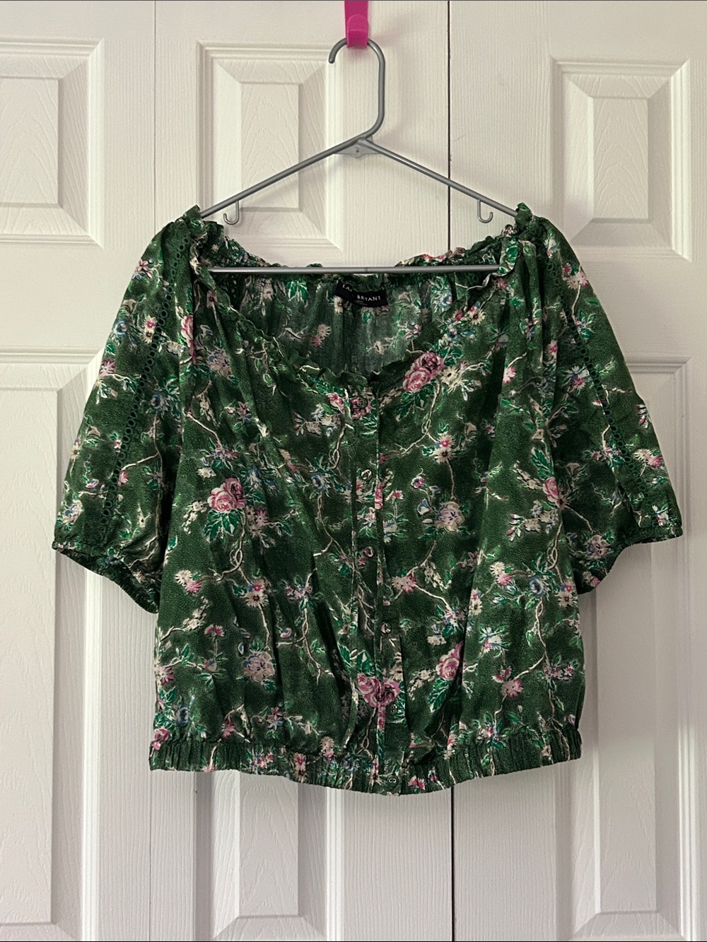 Lane Bryant Green Floral Blouse